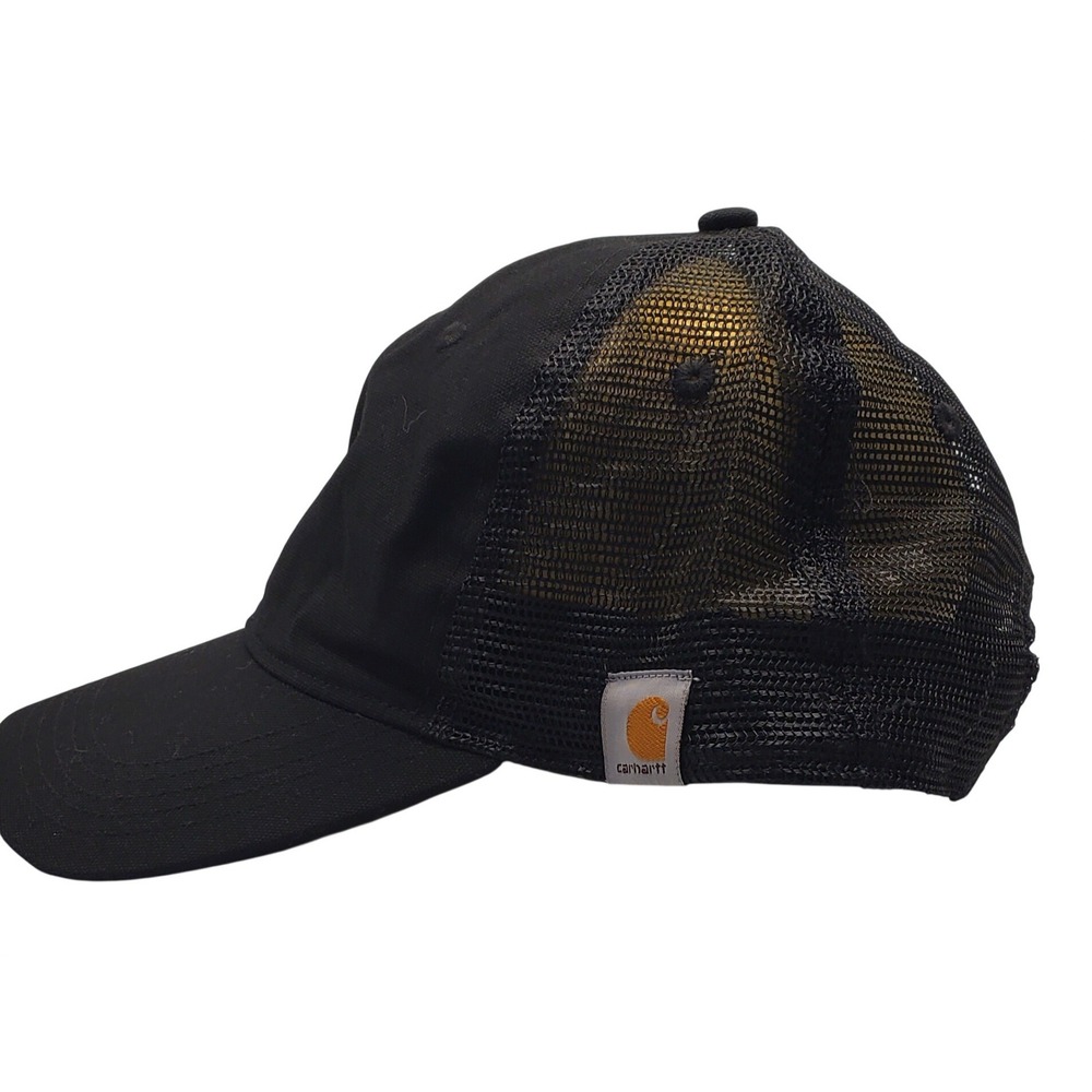 Carhartt Mens Black Mesh Back Trucker Hat‎ Snapback Logo Patch Cap